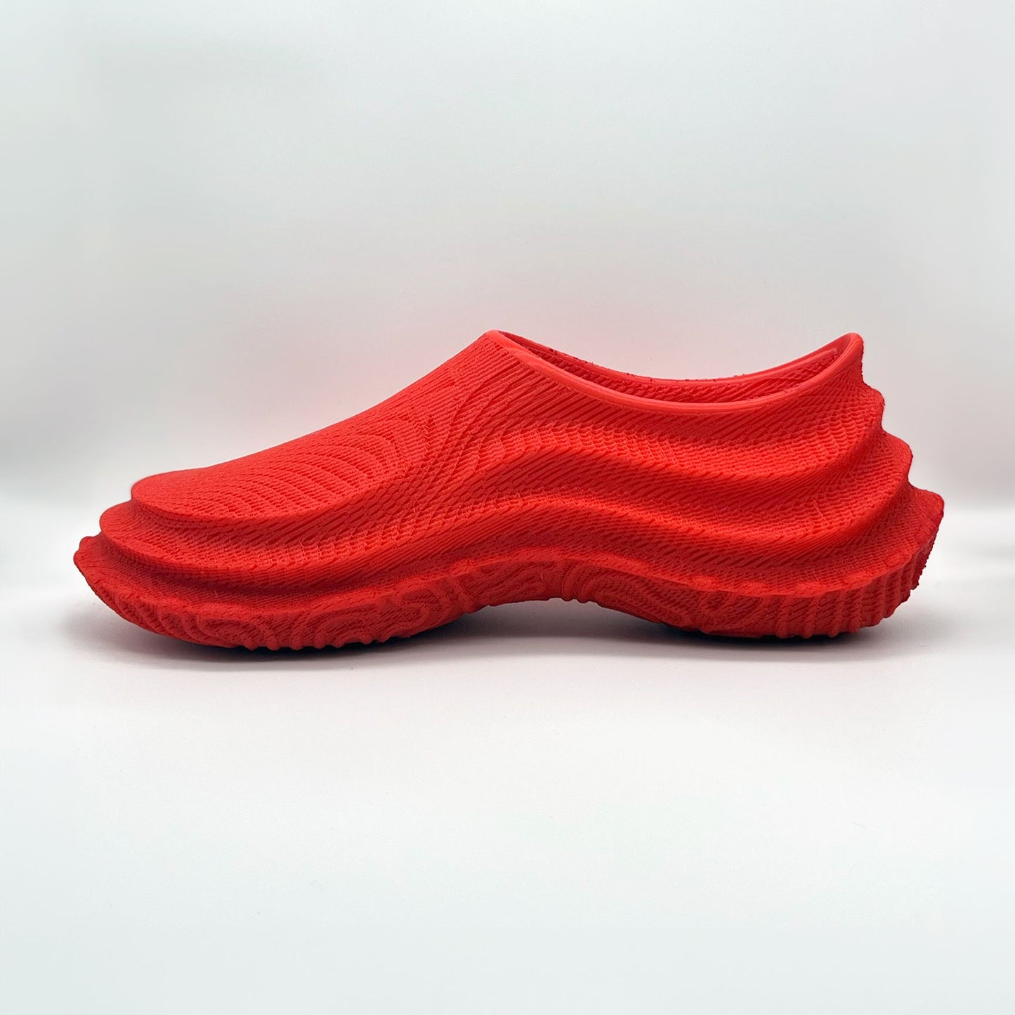 3D printed shoes red pill color on lateral view