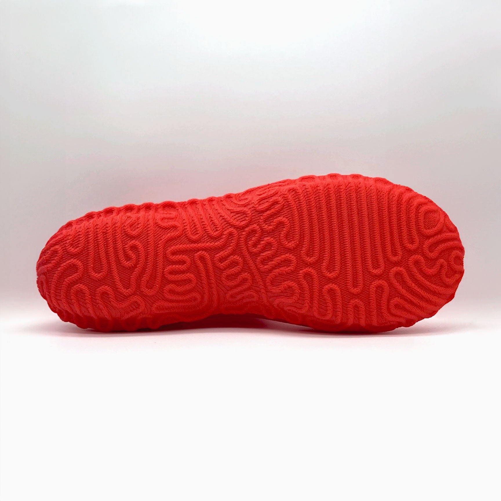 3D printed red pill shoes with outsole view